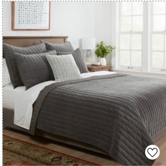 Threshold Bedding Fullqueen Charcoal Gray Threshold Channel Stitch